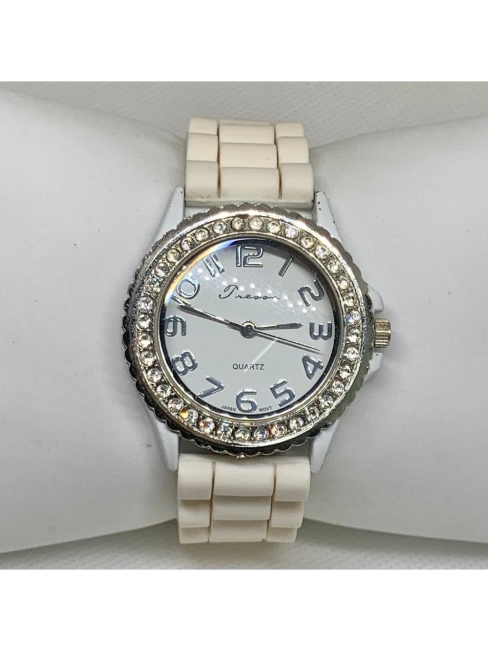 Tressa women’s watch silver tone quartz analog 38mm round silicone band running